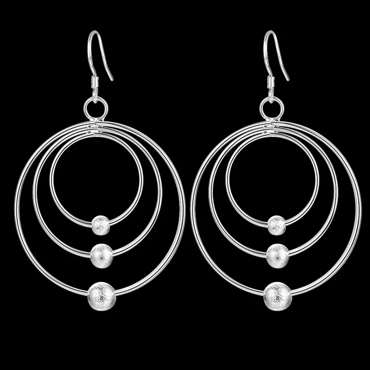 Женские серьги Крючки из серебра 925 пробы с тремя кольцами|hook earrings|earrings fashionbeaded