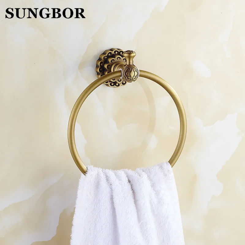 Двойные цветы серии резьба черные латунные кольца для полотенец аксессуары