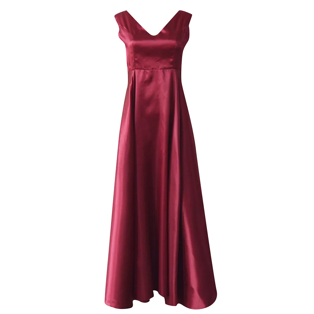Летнее платье для женщин vestido Сарафан, женский халат платья однотонные сексуальные с открытой спиной Элегантные с бантом длинные платья макси-платье на выход#50