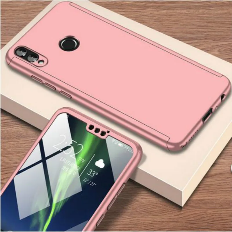 Розовый 360 полный защитный чехол для телефона для huawei Y7 Y6 pro P8 P9 P10 Lite P20 P30 Lite Pro Honor 8 9 lite 10 7A 7C чехол с Стекло - Цвет: Розовый