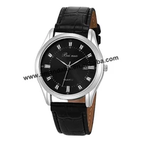 wholesale calendar lady leather watch for men silver case watch quartz casual elegance style wrist watch