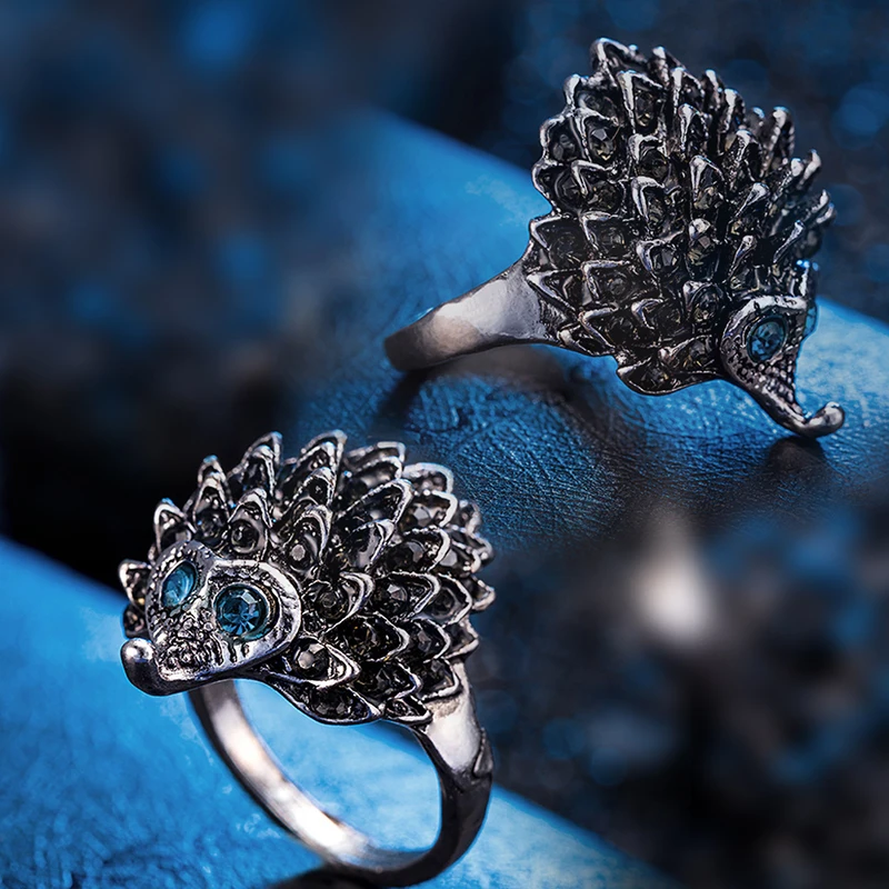 Cute Vintage European Punk Ring Unique Carved Antique Hedgehog Lucky Rings for Women Boho Beach Party Jewelry|rings women|ring forlucky ring |
