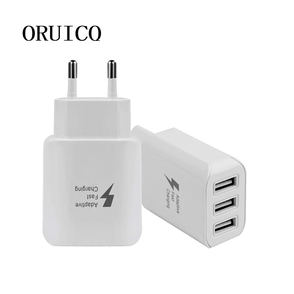 Стены Зарядное устройство адаптер 3 Порты Quick Charge Micro USB быстрой синхронизации