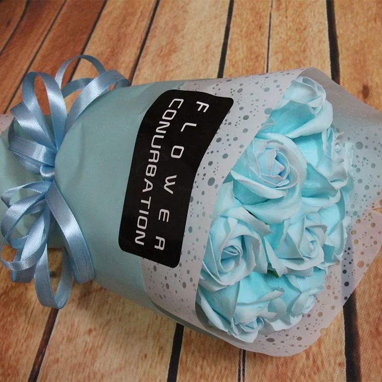 9 цветов букет с корейской маленькой баской мыло ручной работы Цветы на День