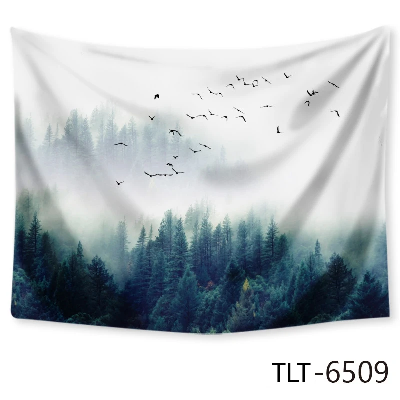 TLT6509 Mountains Bird Animal Tapestry Wall Carpet Cloth Hanging Leaf Home Decor Beach Mat Printing Polyester Living Room Mat - Цвет: TLT6509