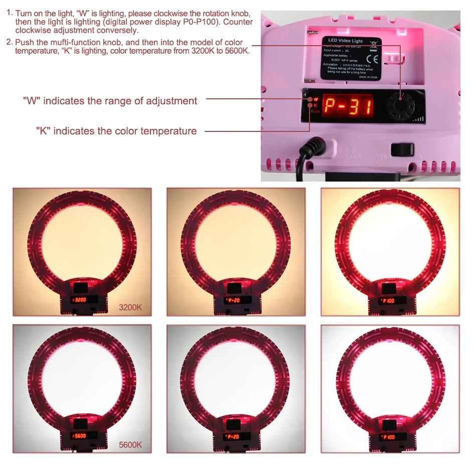 Светодиодное кольцо ALUMOTECH 12 дюймов 3200 5600 к 36 Вт|led light for camera|light cameraled video |