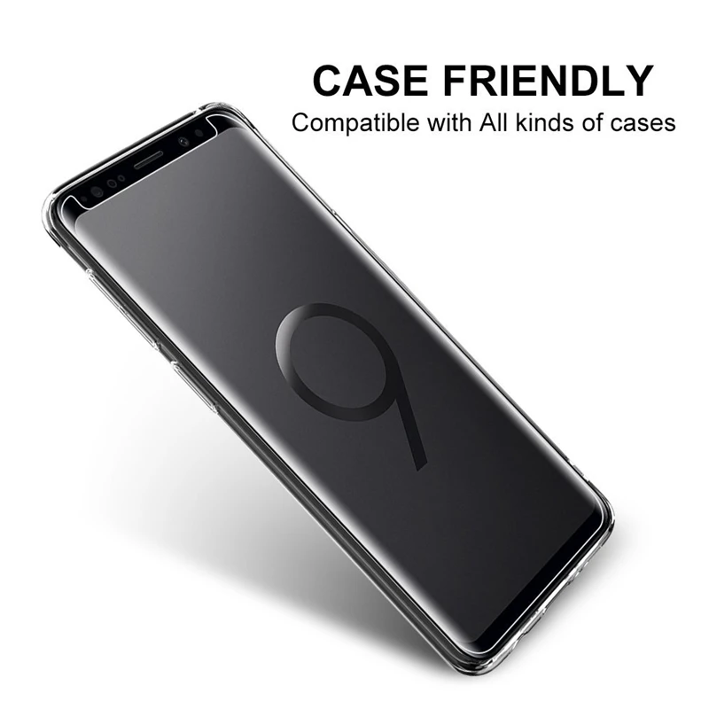 Чехол дружественный 3D изогнутое закаленное стекло для Samsung Galaxy S9 Защитная пленка