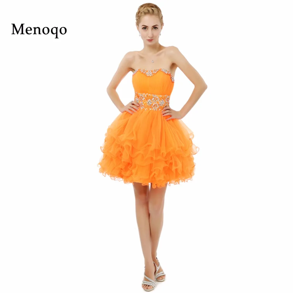 Новое поступление 2017 года Реальная Модель Оранжевый бальное платье из тюля колен