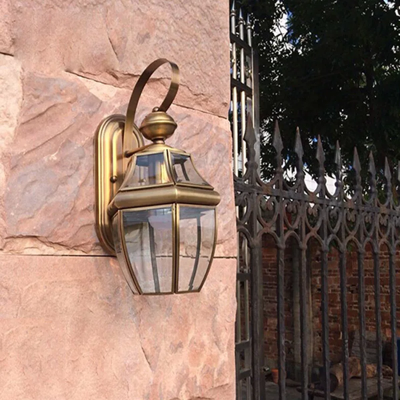 

Европейская медная настенная Светодиодная лампа в стиле ретро E27, уличный комнатный светильник для балкона, сада, двора, гостиной, спальни, о...