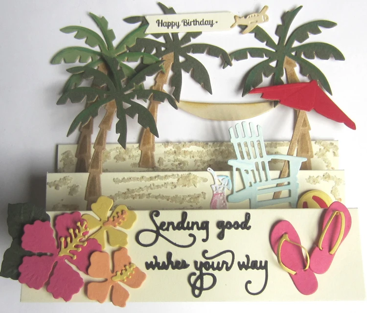 Набор тропических Гибискус трафареты для резки металла DIY скрапбукинга