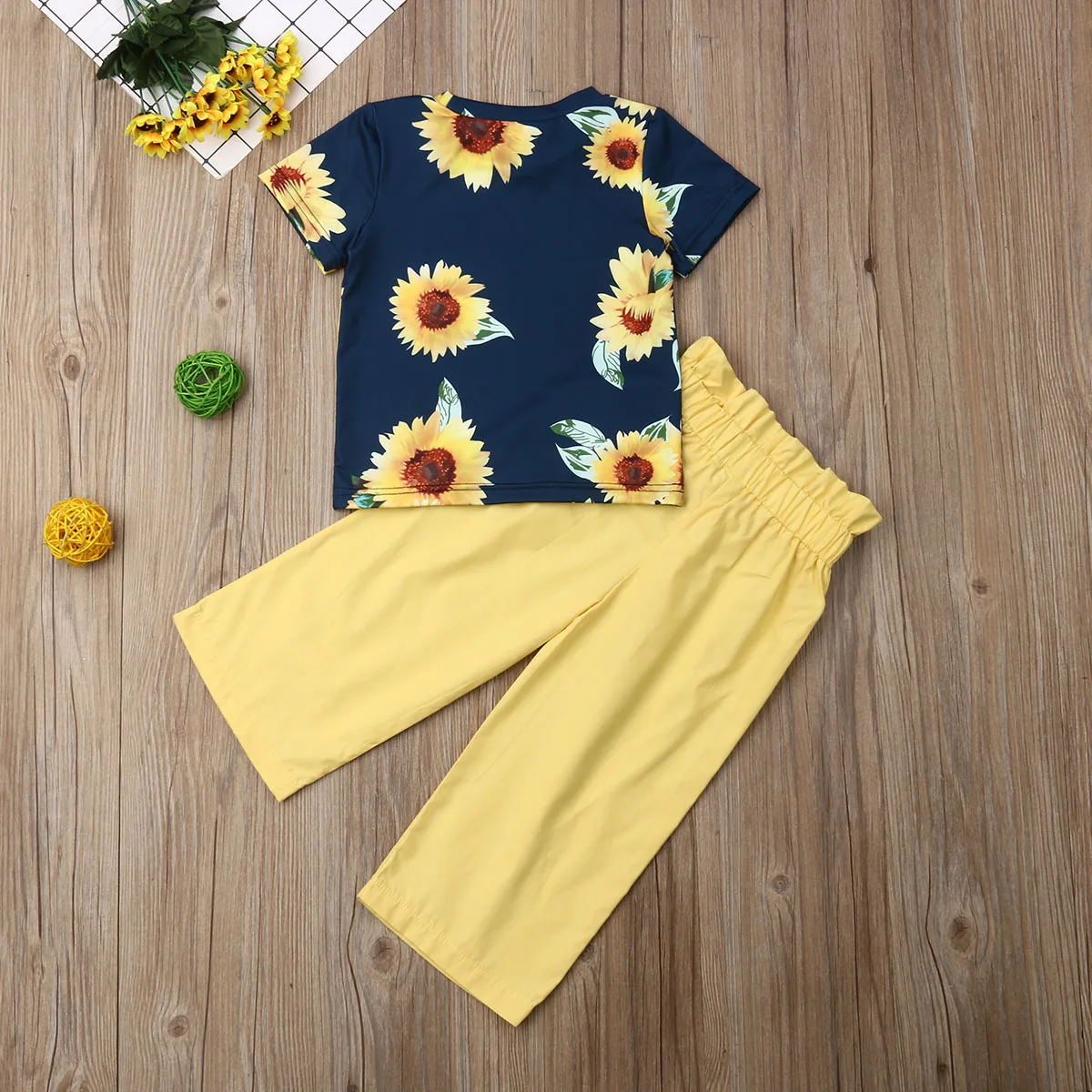 2Pcs Toddler Infant Baby Girl Kid T-shirt Top + Wide Leg Pants Clothes Outfit | Мать и ребенок