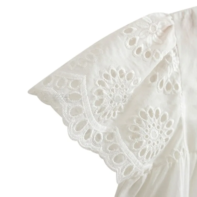 Платье для девочек одежда маленьких летняя детская с вышивкой белое кружевное