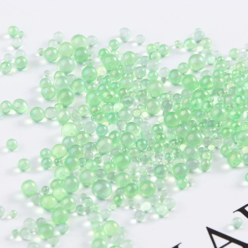 09 Light Green Color 10 г/упак. мини шарики-пузырьки 0,4-3 мм Смешанные крошечные бусины для стеклянного глобуса, кремниевые формы, наполнителя, амулеты для рукоделия, домашнего декора - Цвет: 09 Light Green Color