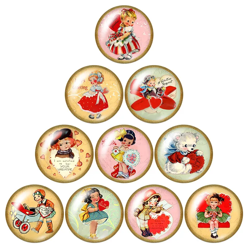 Fashion Beauty Girls Japanese girl 10pcs 12mm/18mm/20mm/25mm Round photo glass cabochon demo flat back Making findings ZB0576 - Цвет: ZB0872