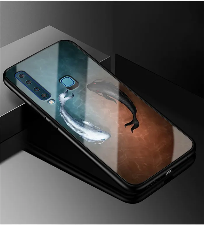 12 A 6,3 A9S для samsung A9 чехол стеклянный жесткий чехол для телефона чехол для samsung Galaxy A9 чехол A 9 9A мягкий силиконовый бампер - Цвет: 12