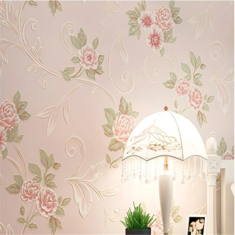 

beibehang 3d wallpaper Fresh Pastoral Nonwoven Wallpaper 3D Bronzing Big Flowerwall papers home decor papel de parede 3d