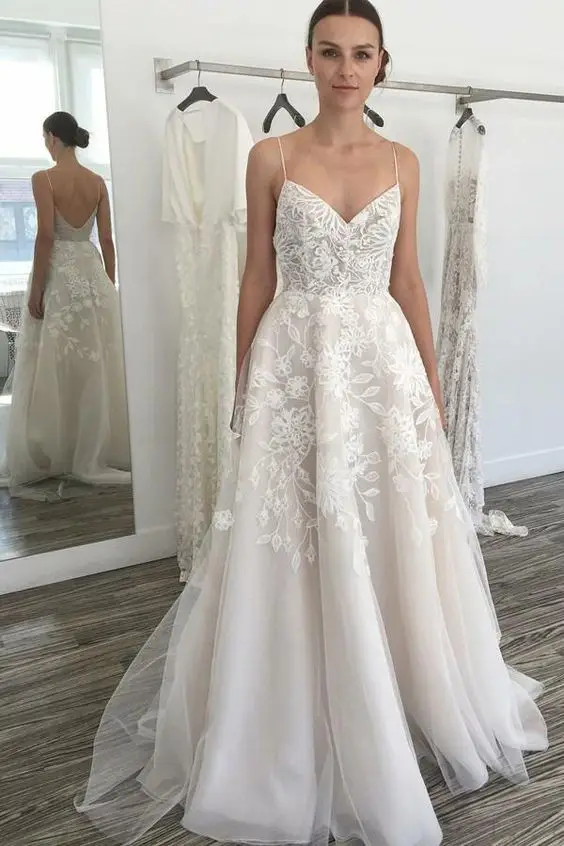 Lace Boho Wedding Dresses Gowns Tulle A Line Bride Dress Robe De Mariee Trouwjurk Vestidos Novia 2020 | Свадьбы и торжества