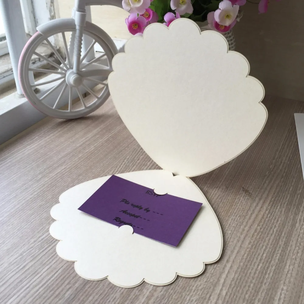 

50psc/lot Free shipping 23 Color Wedding Invitations 2017 shell Card Invitation for Wedding party invitation greeting card