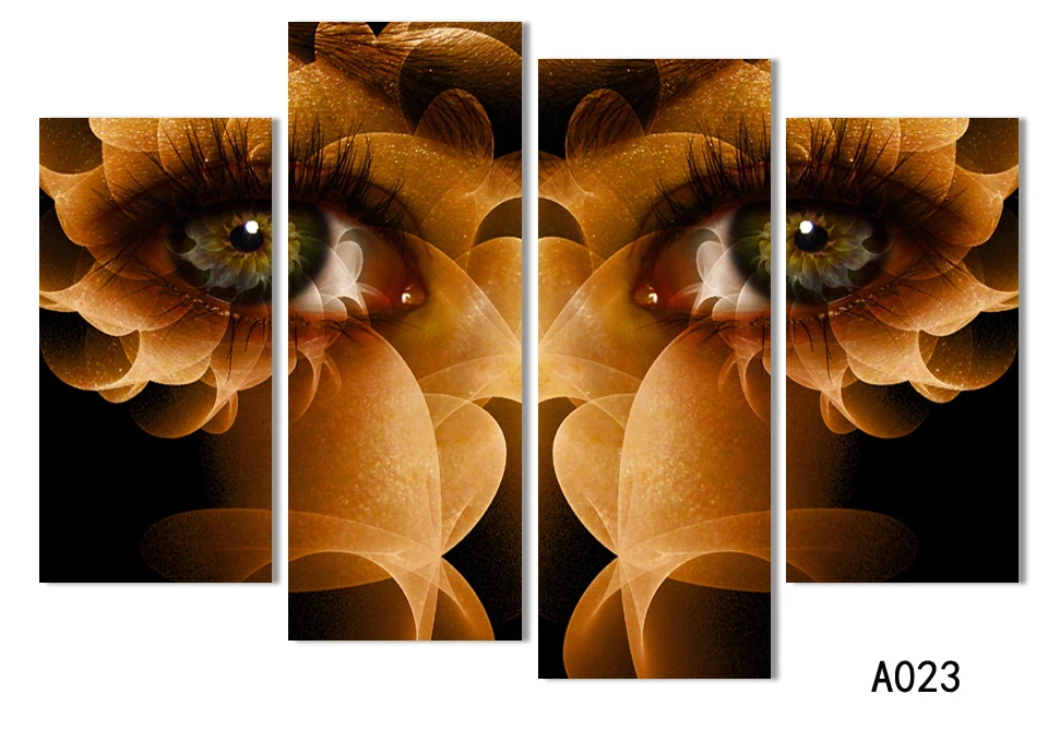 

4pieces/set UnFramed Printed Abstract face Painting room decor print poster picture on canvas Free shipping A023