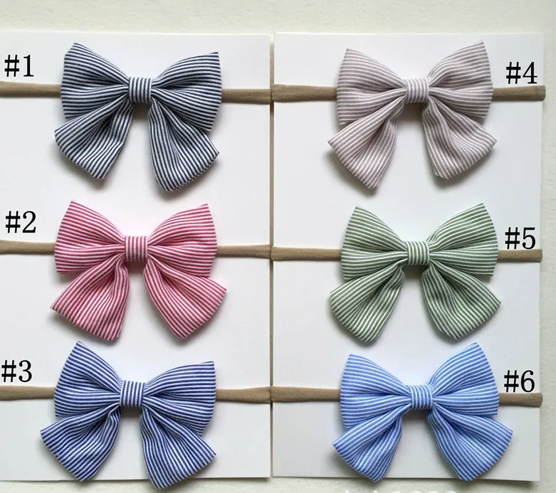 Мягкая нейлоновая повязка для девочек 3 5 &quot полосатая тканевая с бантом