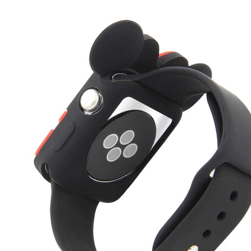 Часы с рисунком Minnie на циферблате чехол для Apple Watch 3 2 1 мультяшный защитный чехол для iwatch 38 мм 42 мм бампер милые уши Микки Мауса мягкий чехол