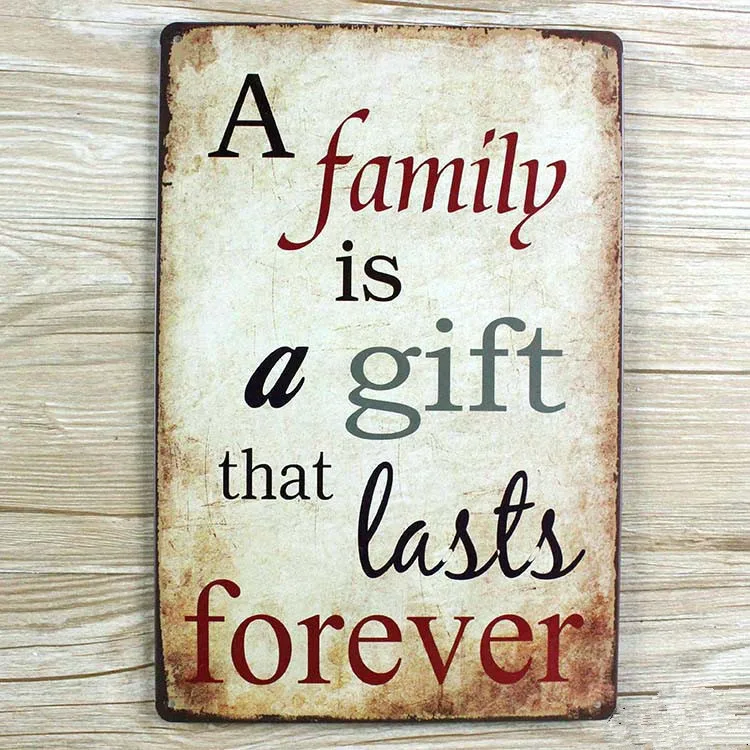 Семейные буквы лозунг винтажный домашний декор металлические оловянные знаки