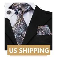 Бренд Hi-Tie, набор галстуков "пейсли", шелк, жаккард, мужской галстук, запонки, набор мужских галстуков для свадебной вечеринки