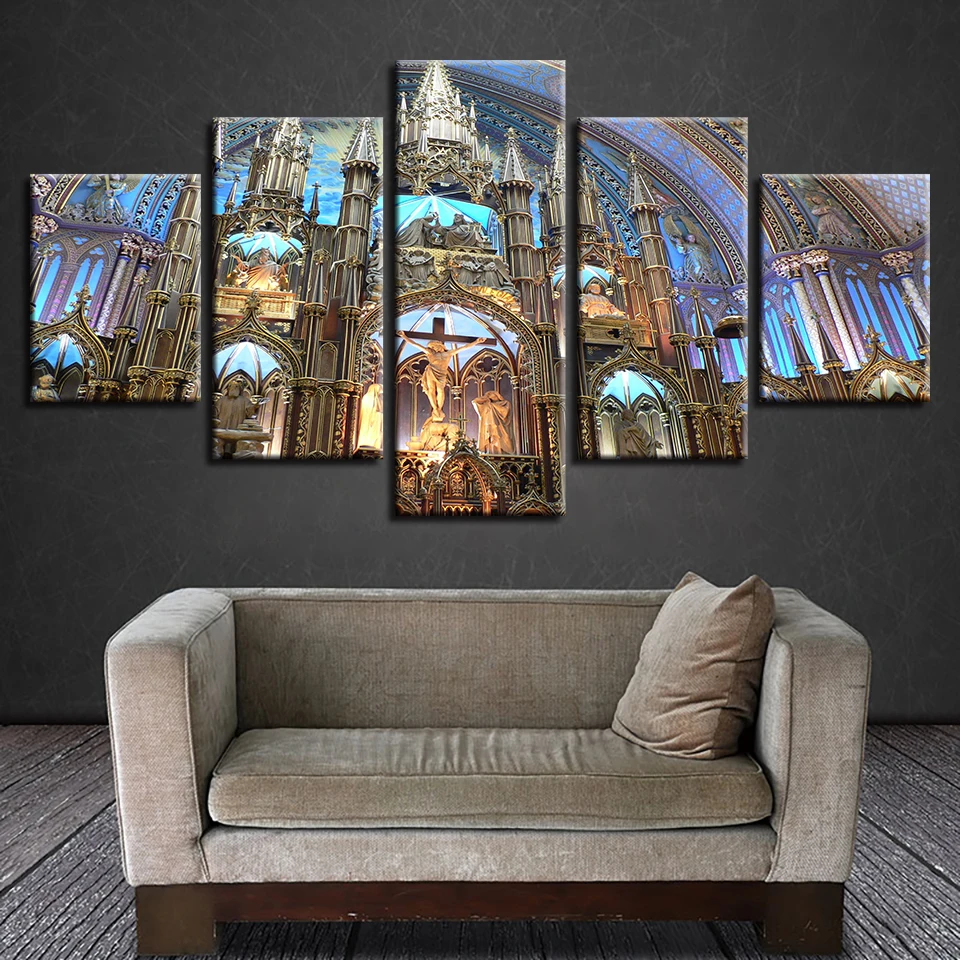 

Полноразмерная 5D алмазная живопись своими руками, 5 шт., "Монреаль, базилика нореальской дамы", вышивка крестом, мозаика, иконы, религиозные ...