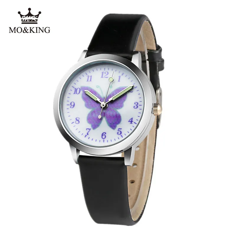 2018 New relojes Cartoon Children Watch Purple butterfly Watches Fashion Kids Cute rubber Leather quartz Girl boy A1 | Наручные часы