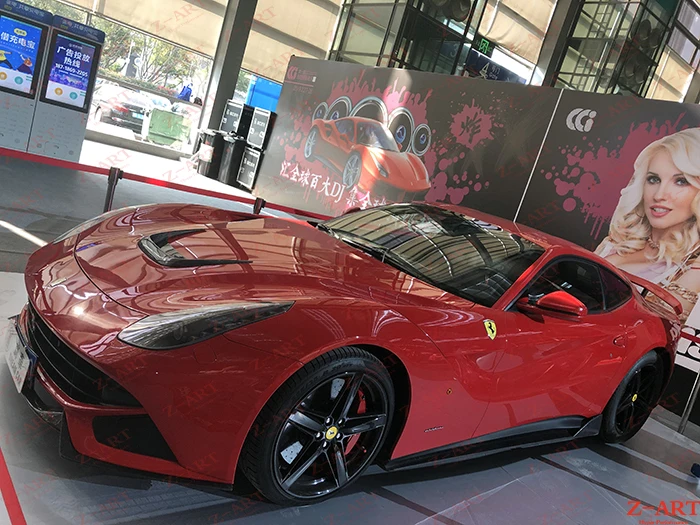Z-ART, боковые юбки из углеродного волокна для Ferrari F12 Berlinetta, боковые лезвия из углеродного волокна для Ferrari F12, боковой спойлер из углеродного волокна