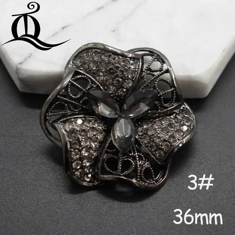 Zinc alloy Jeans Button big diy Handmade decorative rhinestone Metal Buttons,sewing buttons for fur coats, clothing accessories - Цвет: No3 black 36mm