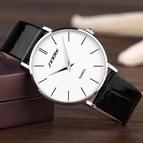 soft PU white SINOBI Роскошные Топ Брендовые мужские кварцевые аналоговые часы супер тонкие повседневные мужские деловые наручные часы, водонепроницаемые часы relojes hombre - Цвет: soft PU white