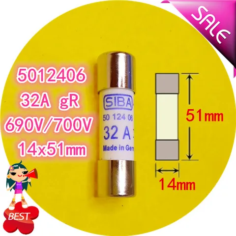 Плавкий предохранитель 5012406 32A AC 690V 700V 14x51mm серебряная трубка плавкого