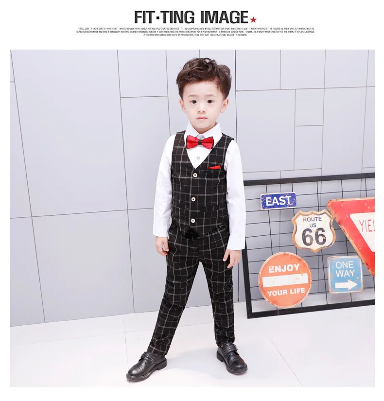 Boys Fashion Short Suits Vest Pants Set Kids Slim Fit 2pcs Suit Set For Boys Formal Classic Costume Wedding Birthday Party Suit