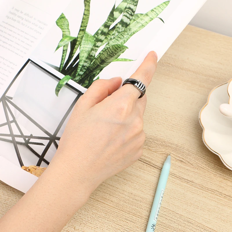 Модные черные и белые Уникальные женские кольца 6 мм керамическое кольцо для