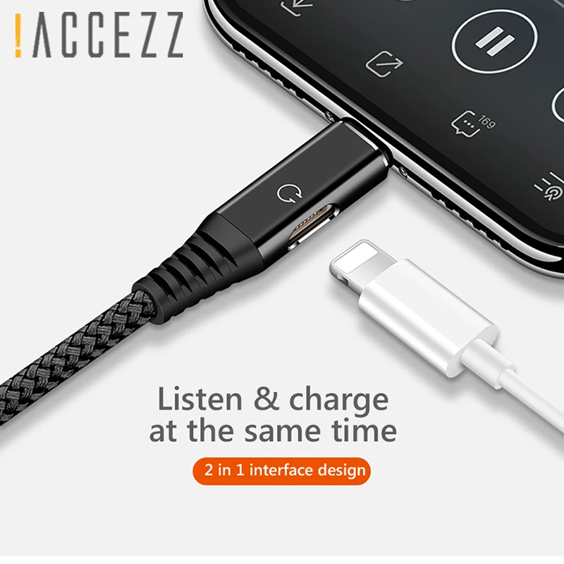 ! ACCEZZ USB кабель адаптер для iphone X 8 7 Plus XS MAX XR зарядный разветвитель Aux освещение