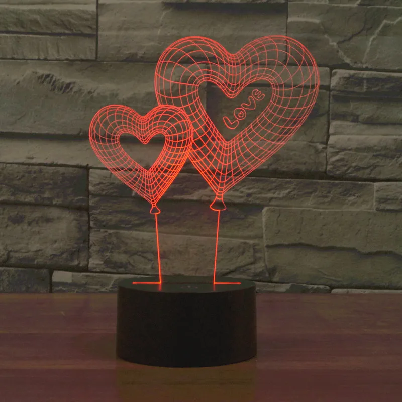 [Семь Неоновые] любовь сердце акриловый 7 Цвета Изменение Настольная лампа 3D