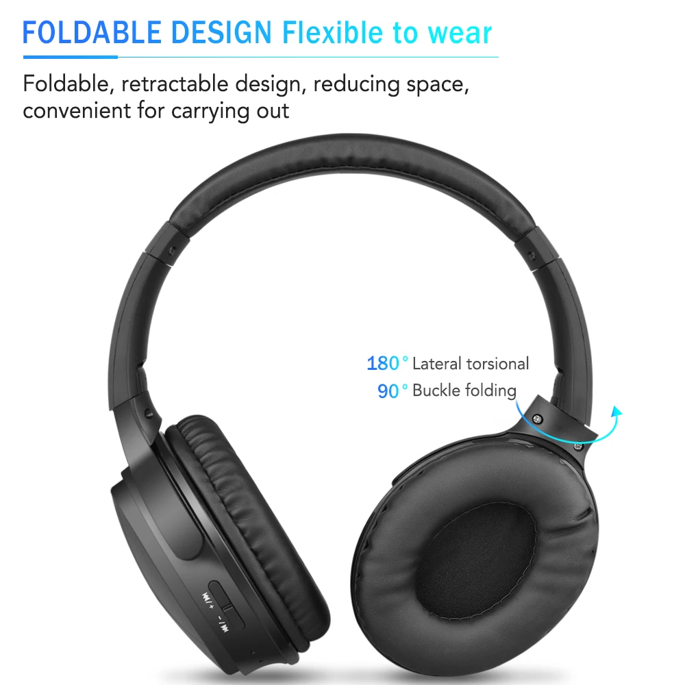 KEBIDU наушники Bluetooth 5 0 беспроводные складные спортивные беговые с микрофоном для