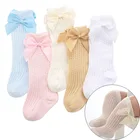 Носки для новорожденных милые носки с бантом для маленьких девочек летние сетчатые гольфы для малышей однотонные носки для девочек и мальчиков
