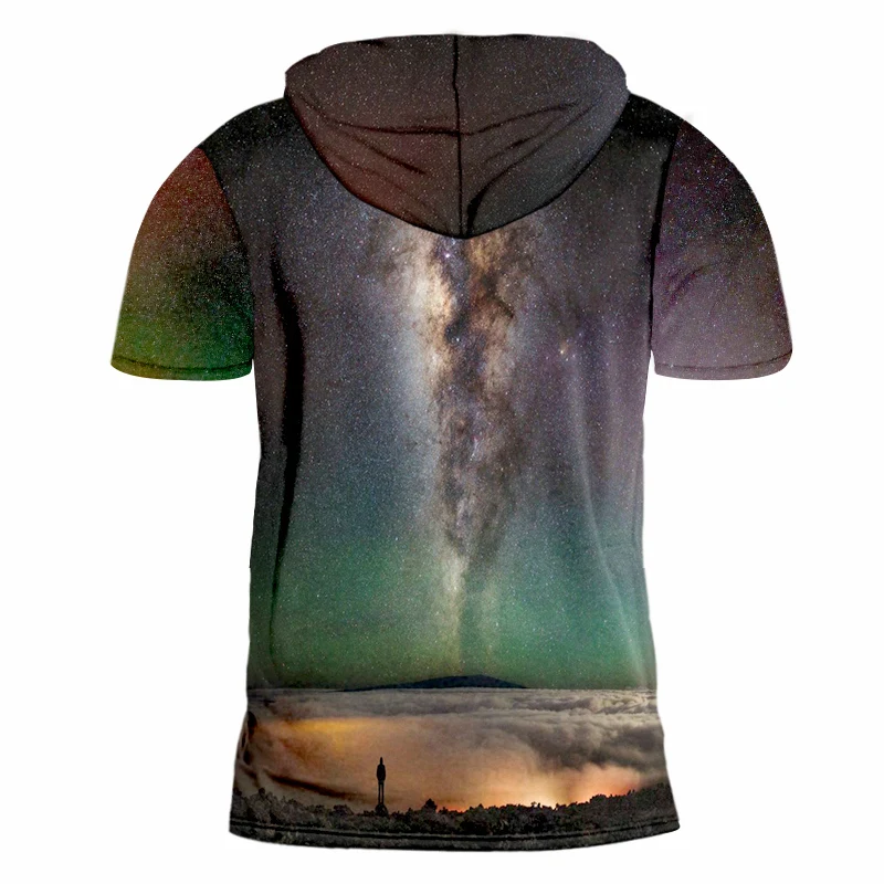 OGKB Мужская футболка с капюшоном новый летний топ принтом для ночного осени 3d