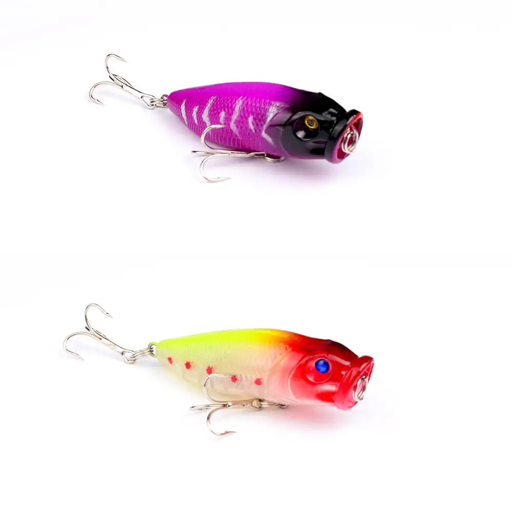 

6pcs 6.5cm/9.2g Plastic Popper Lures Baits Topwater Floating Lures Crankbaits Swimbaits 6# Hooks All Position Salt Fresh Water