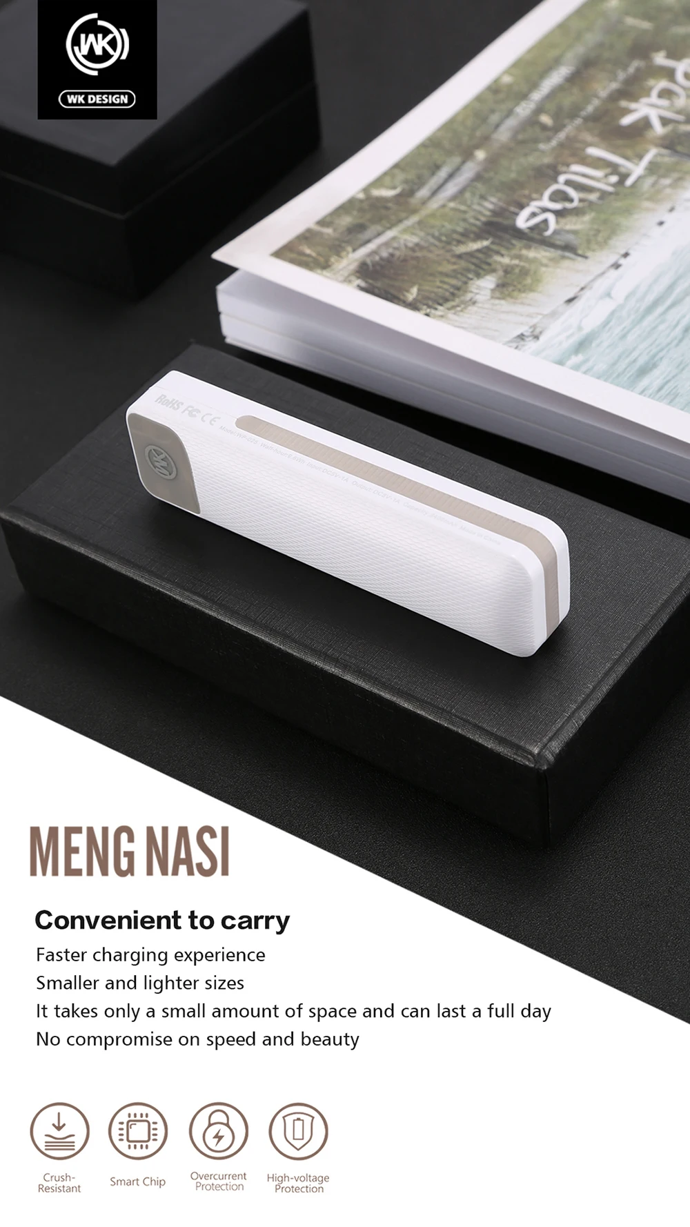 WKDESIGN mi ni power Bank портативное зарядное устройство mi power bank Солнечная Внешняя батарея для iPhone X Xiao mi Аккумулятор Источник питания