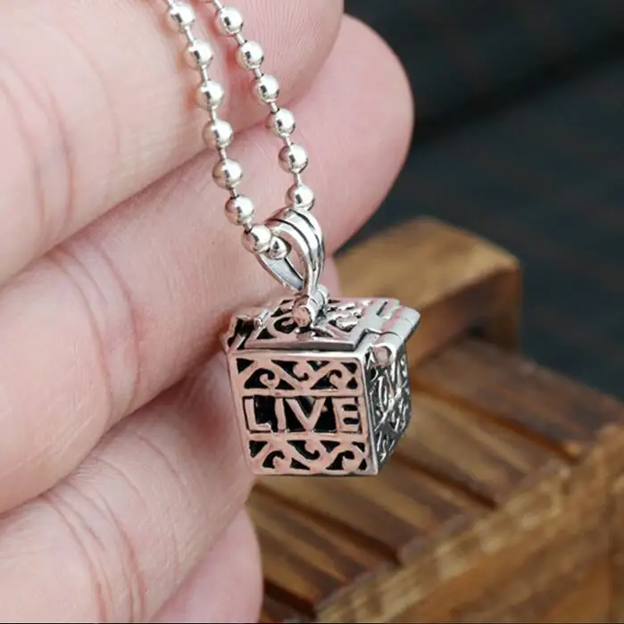 Твердые 925 стерлингового серебра милые Полые Мини-коробки Подвески винтажные