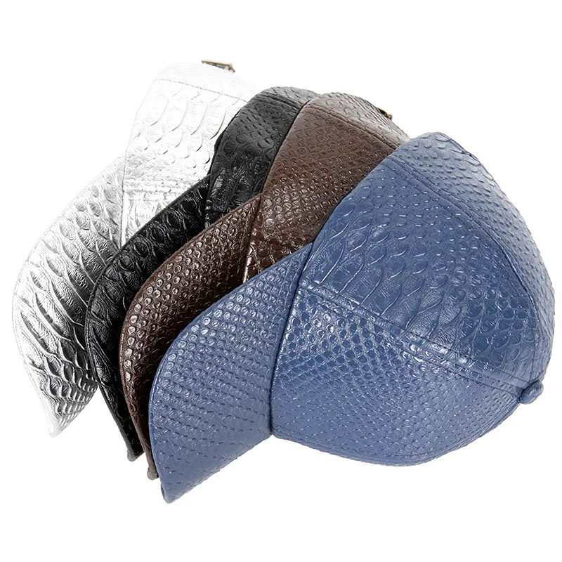 Мужская кепка из крокодиловой кожи черные однотонные бейсболки женская уличная