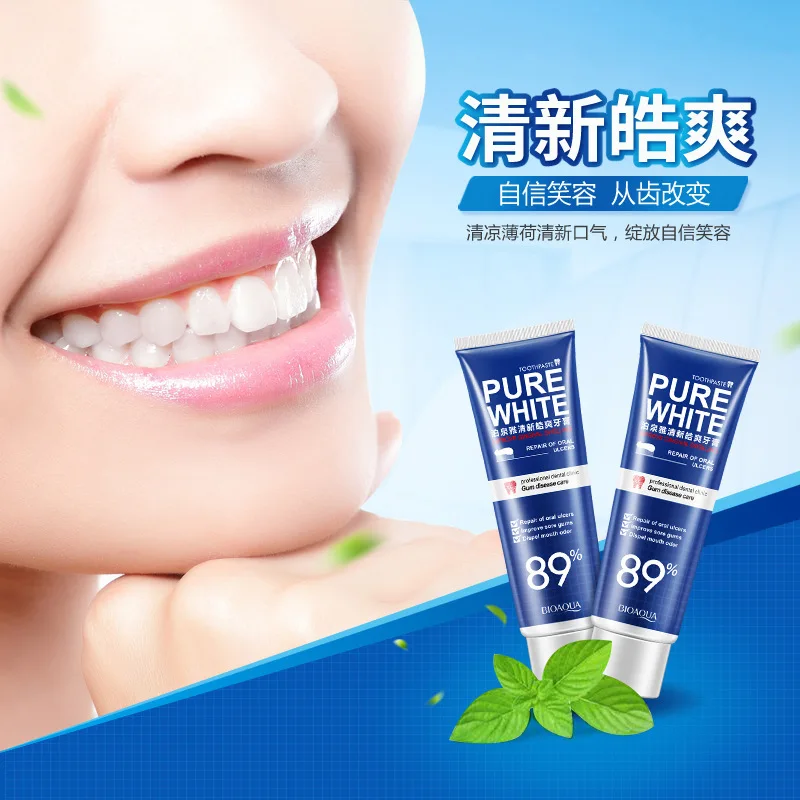 120g BIOAQUA Natural Mint Pure Whitening Toothpaste Teeth Oral Hygiene Adult Cleaning And Gums Care | Красота и здоровье