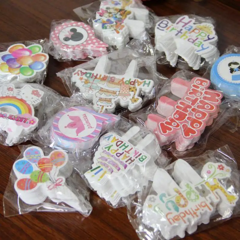 10 Sets Colorful Baby Shower Happy Birthday Cake Topper Decoration Girl Kidsroom Cupcake Paper Party Favors Anniversaire Enfant | Дом и сад