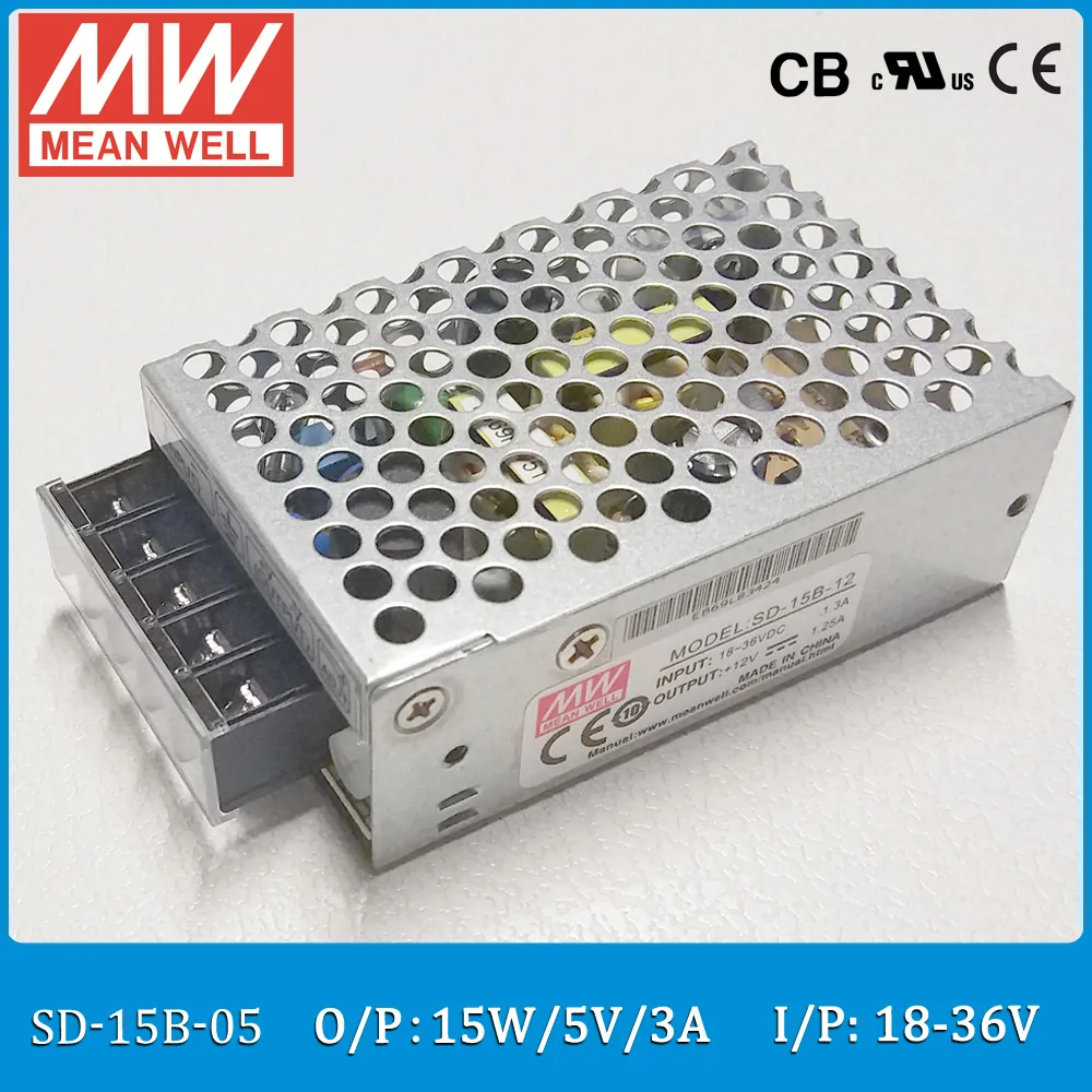 Оригинальный Средний хорошо SD 15B 05 DC/DC одиночный выход 15W 3A 5V вход 18 ~ 36VDC закрытый
