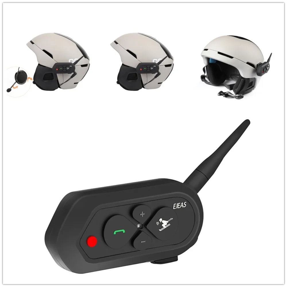 Ejeas SKI10 1200 м Bluetooth лыжный шлем домофон гарнитура большая кнопка 500 мАч AUX Auo reсоединительная обновляемая прошивка для 2 лыжников