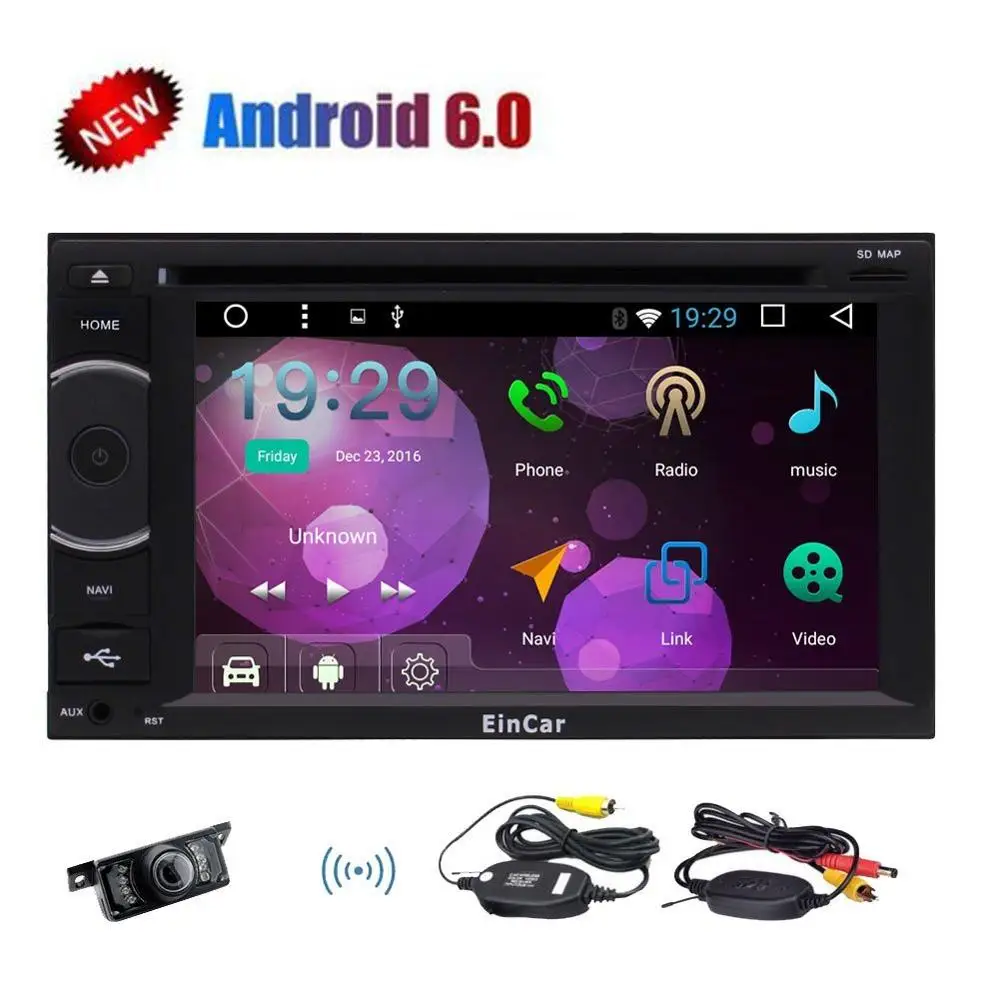 Android 6 0 автомобильный стерео с беспроводной резервной камерой 2 Din Радио сенсорный
