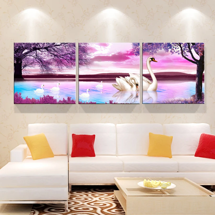3 шт. (без рамки) Современная живопись на холсте постер с лебедями для гостиной